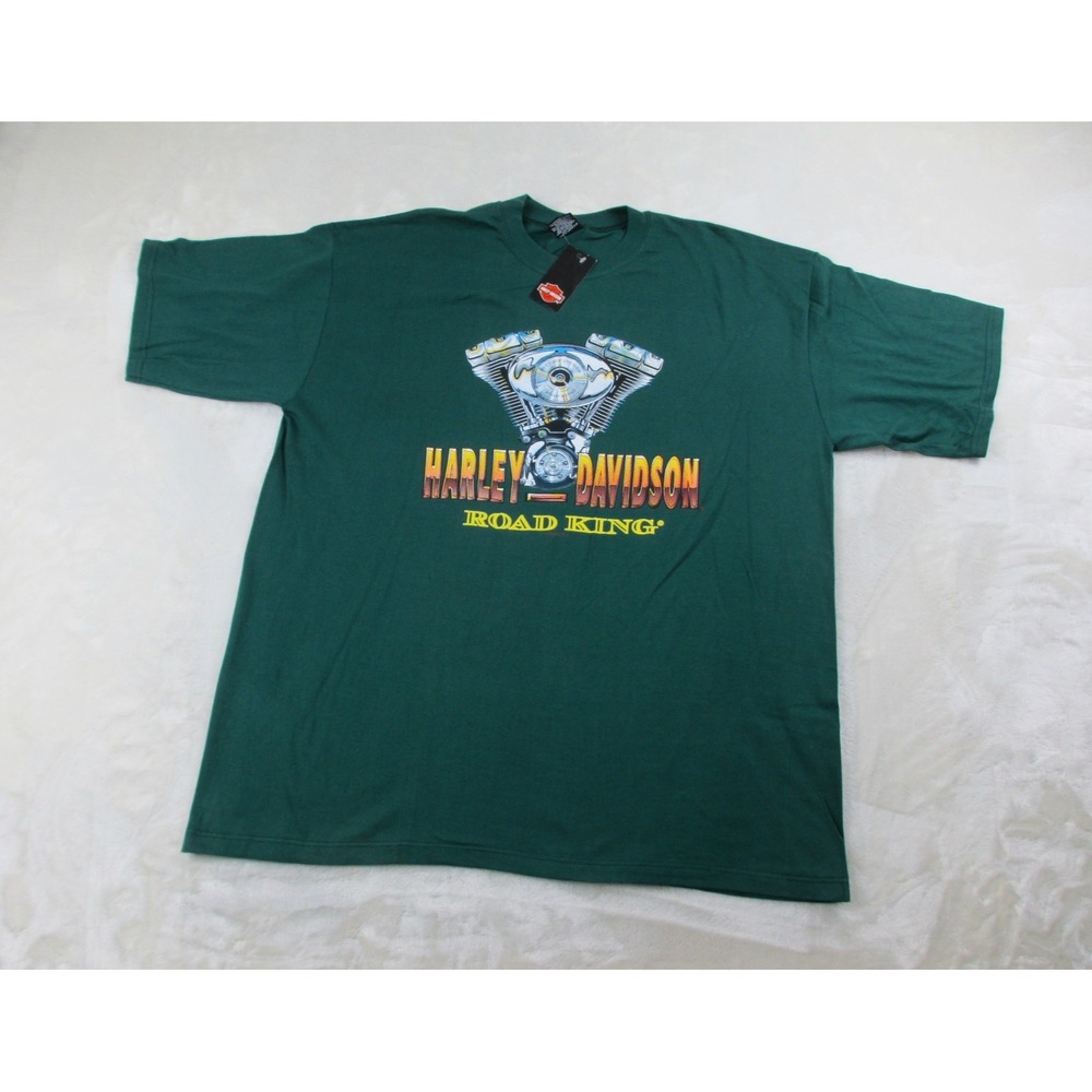NEW VINTAGE Harley Davidson Shirt Mens Extra Large Green Road King Biker 2000 - Picture 2 of 12